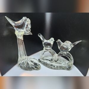 Set of 2 Handmade Crystal tiffany Glass Birds
